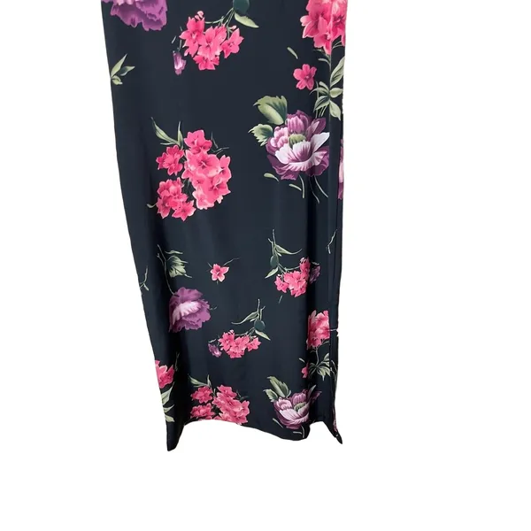 Vintage Sag Harbor 90s Black Floral Pattern‎ Sleeveless Maxi Dress 12 - Image 7