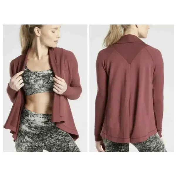 ATHLETA Nirvana Open Cardigan in Maple Red‎ - Image 2