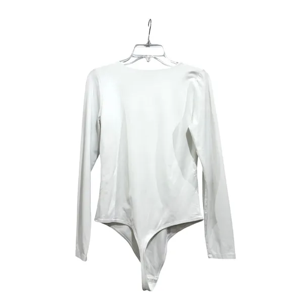 Babaton Aritzia Contour Long Sleeve Bodysuit White‎ Crew Neck Size L 79672 - Image 2