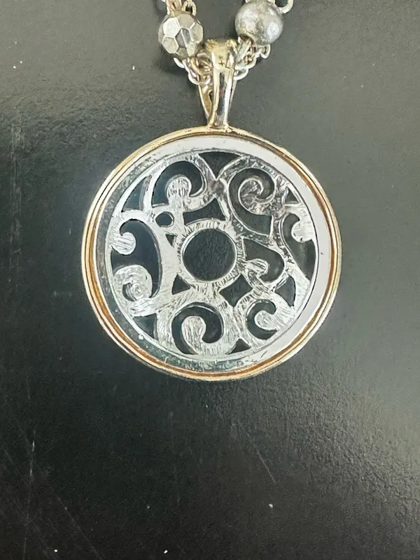 Silver & Gold Tone Multi Strand Pendant Necklace - Image 5