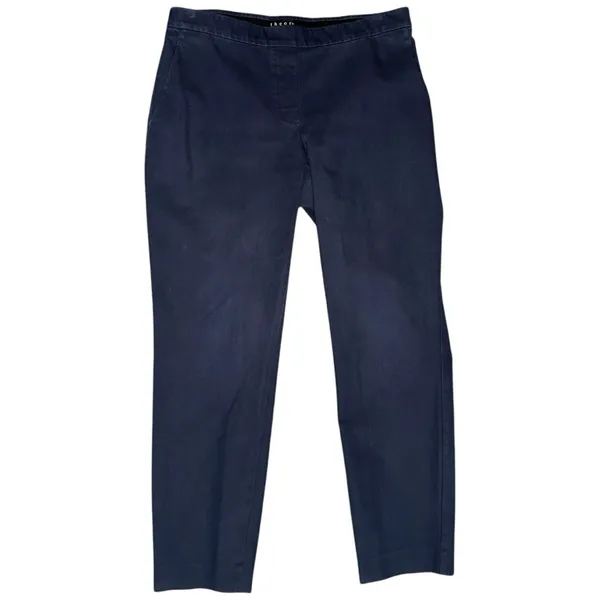 Theory Women’s Size 8 Navy Blue Thaniel Approach Cotton Stretch Trousers Pants - Image 4
