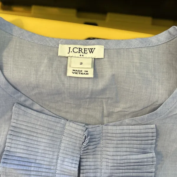 J.Crew Womens Light Blue‎ Pleated Ruffle Sleeveless Blouse Top Size 2 - Image 8