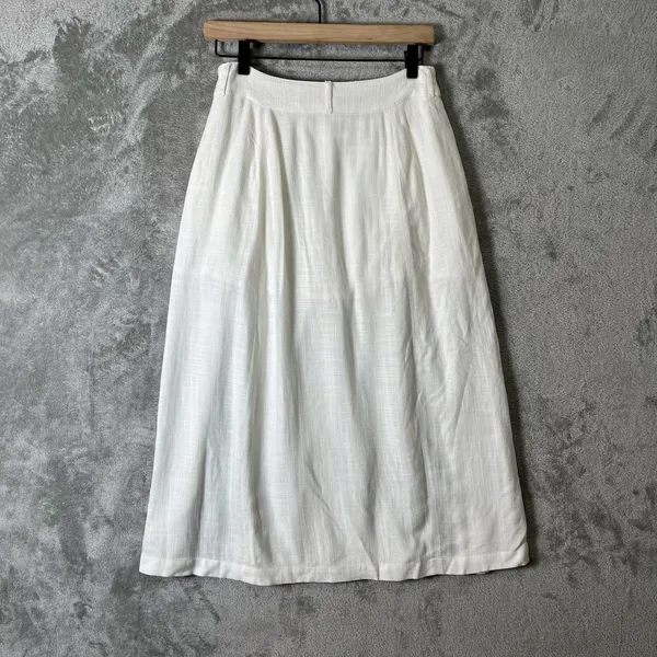 L*Space White Button Front‎ Midi Skirt Women’s Size Small Boho Pocketed Slits - Image 5
