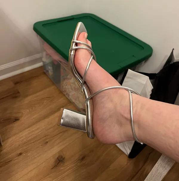Berness Silver Ankle Wrap Heels - Image 4