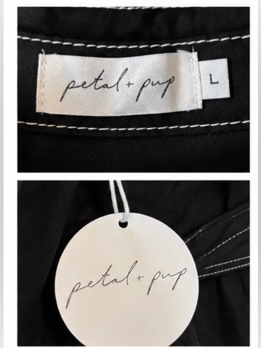 Petal + Pup Morph Contrast Stitch Mini Shirt Dress Black Size Large NWT - Image 5