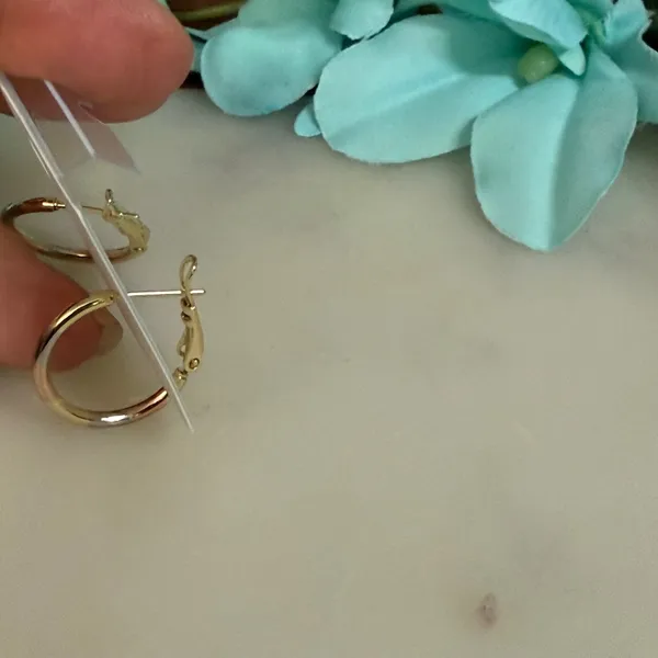 14K Gold Plated XP Tri-Tone Hoop Earrings Gold Rose Silver Tone Leverback - Image 4