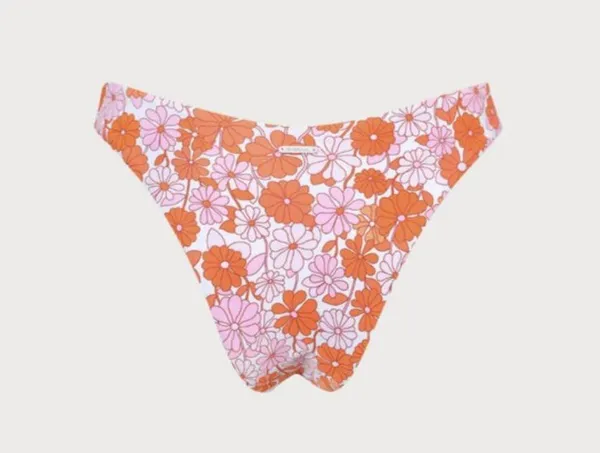 BERLOOK Orange Floral Backless Bikini Top AND BOTTOM 07 Size L - Image 9