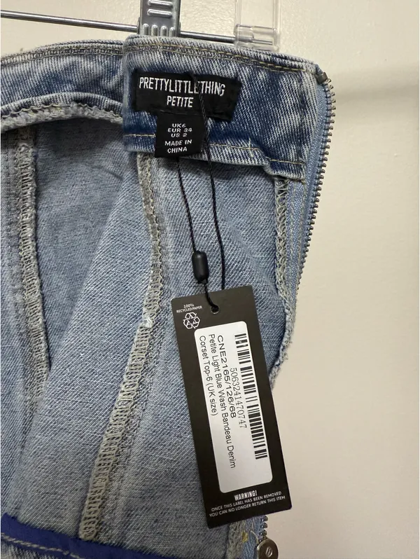 Pretty Little Thing Bandeau Denim Corset Top - Image 6