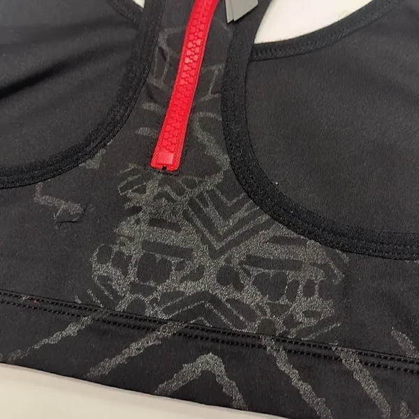 Free People Movement Black/Gray/Coral Abstract Pullover Zip-Up Sports Bra- Small - Image 10