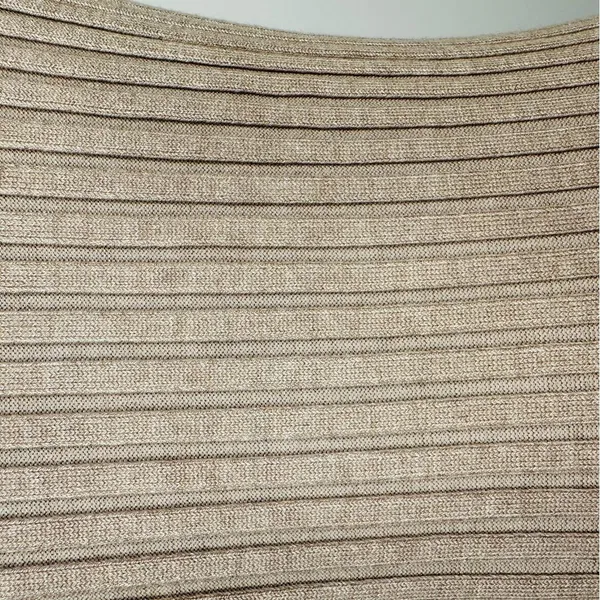 A New Day Wide Ribbed Sweater Midi Dress Sz L Sleeveless Fit Flare Beige - Image 6