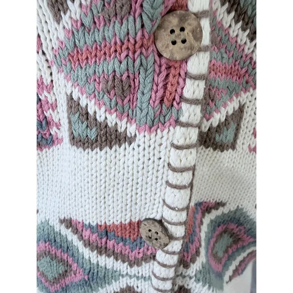 Vintage 90s Southwestern Sweater Vest Geometric M Fall‎ Autumn Cabin Core - Image 8