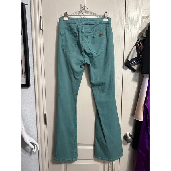 Rock & Roll Teal Bellbottom Bargain Button Flare Jeans Boho Western Cowgirl - Image 3