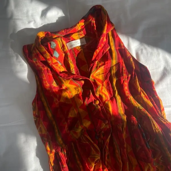 Vintage 1990s red patterned Button Down Midi dress ❤️ - Image 4