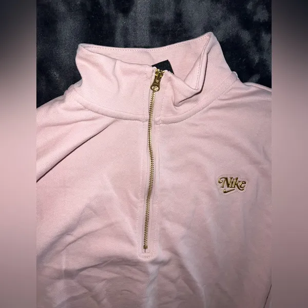 Nike Sportswear Femme Quarter-Zip Sweater Size Medium in Pink/Gold - Image 6
