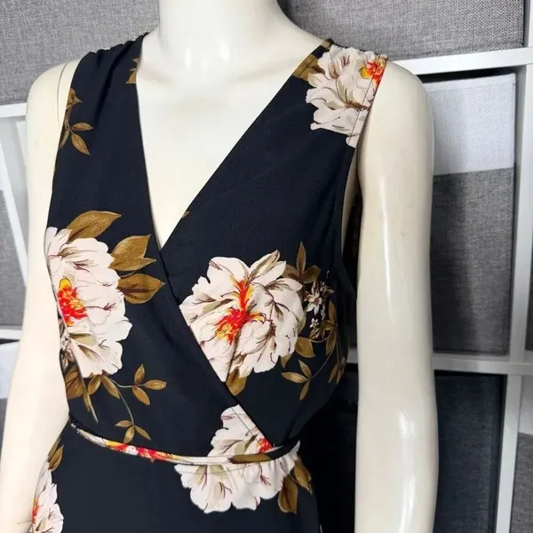 Leith True Wrap V-Neck Floral Flowy Maxi Sleeveless Dress Size Large - Image 8