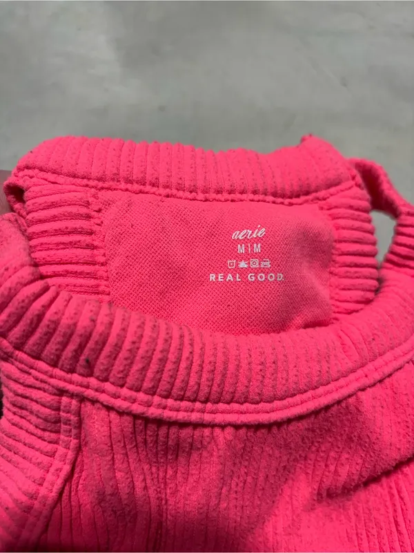Aerie Hot Pink Ribbed tank Crop Top medium - Image 5