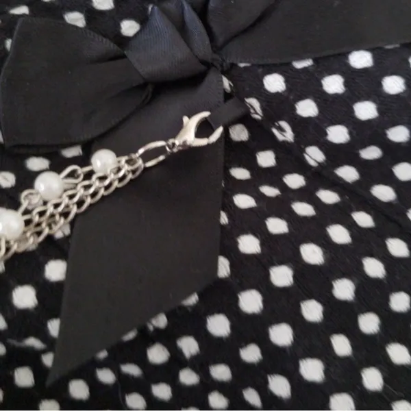 Vintage Wrapper 90’s Polka Dot Skirt bow tulle detachable pearl strand NWOT - Image 3