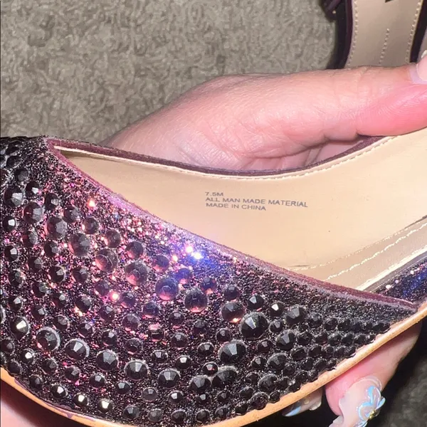 Gianni‎ Bini Pointed Toe Crystal Flats - Deep Burgundy - Image 3