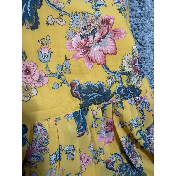 Janasya Yellow Floral Sharara Pants Women Size M Wide Leg Flared Palazzo Boho - Image 12