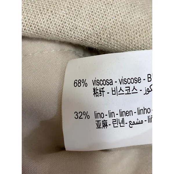 Zara Women's Beige Linen Drawstring Pleated Wide Leg Baggy Trousers Pants Size S - Image 6