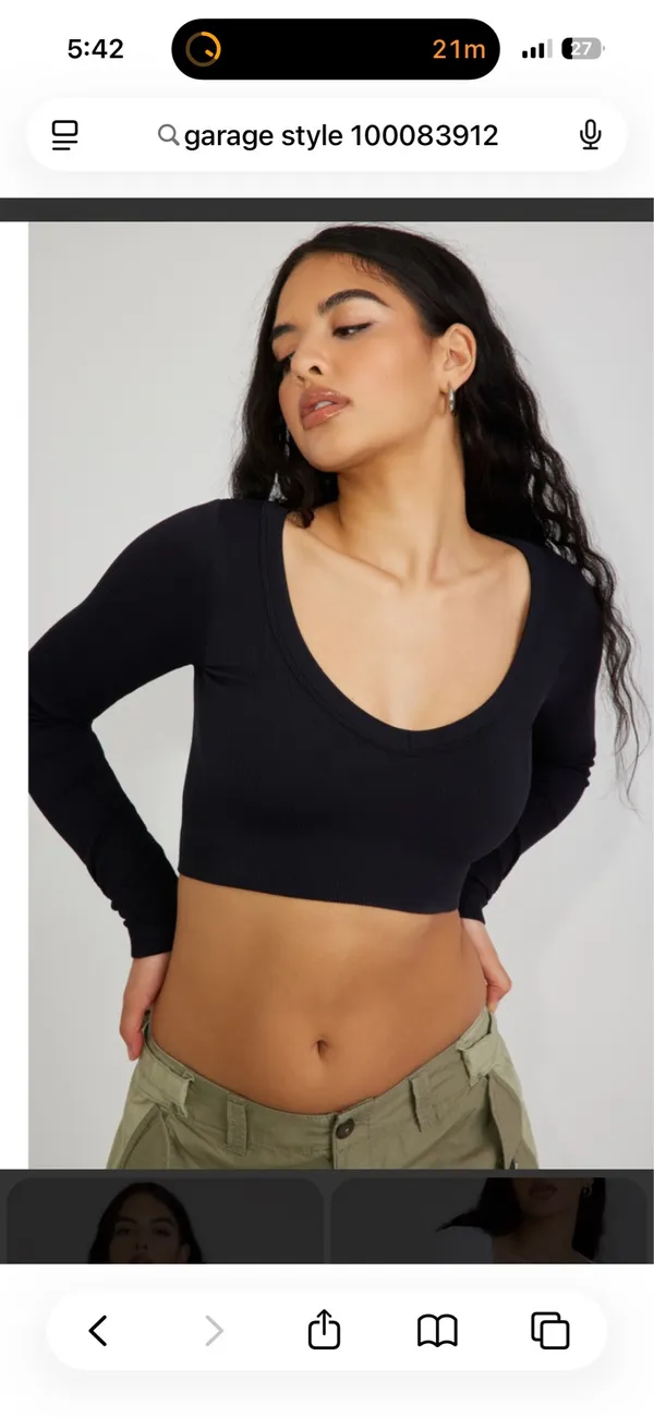 Garage blue long sleeve cropped top - Image 3