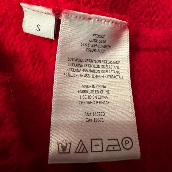 REDONE Red Turtleneck Sweater Women’s Red Size Small - Image 7