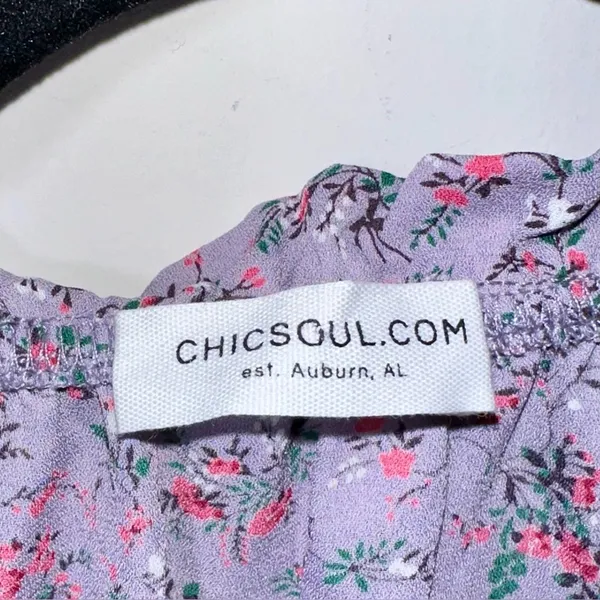 NWOT CHICSOUL Boho Cottagecore Patchwork‎ Purple Yellow Floral Blouse - 1X - Image 3