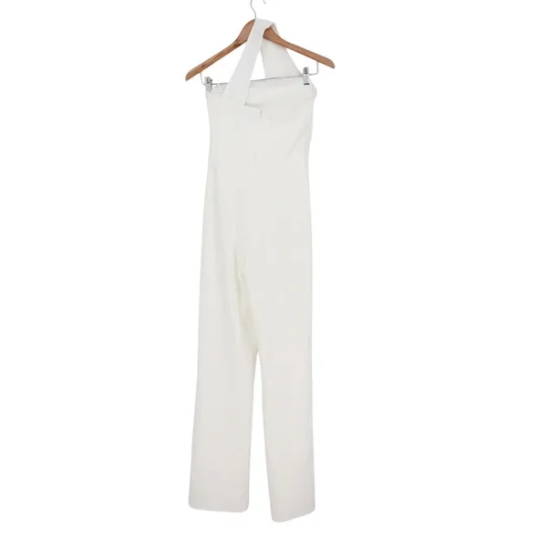 Lulus Criss-Cross Your Mind Jumpsuit Women Small White Stretch Back Zip Wide-Leg - Image 4