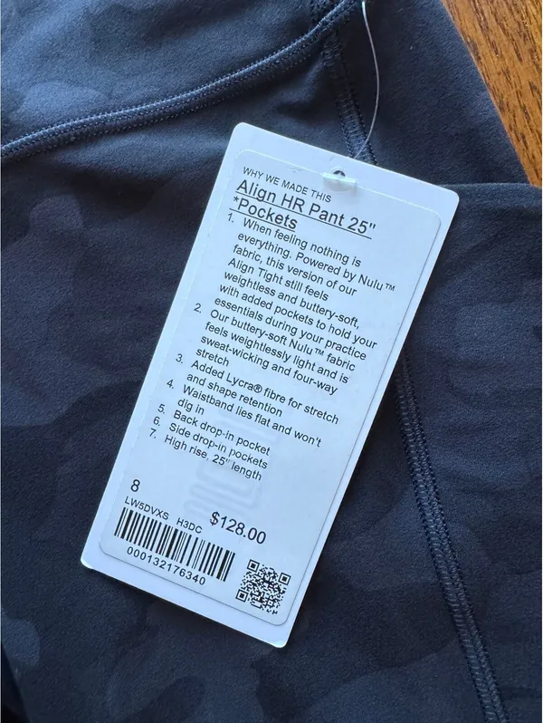 Lululemon Align With Pockets High Rise 25” Heritage Camo Deep Coal Size 8 NWT - Image 4