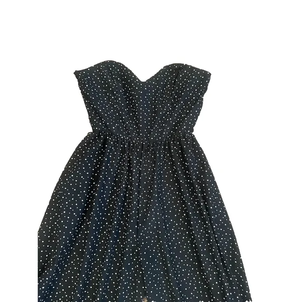 Vtg Diamonds Run Jumpsuit Black Polka Dot Strapless‎ Sweetheart Harem Retro XS - Image 3