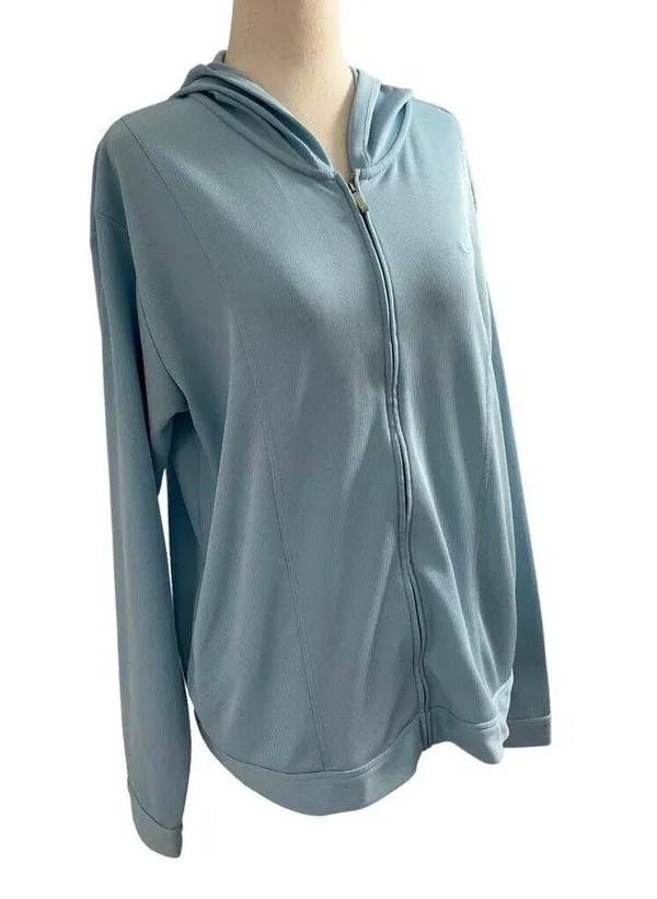 Nike Dri-Fit Women Size XL 16-18 Blue Hoodie Jacket 16-253 - Image 3