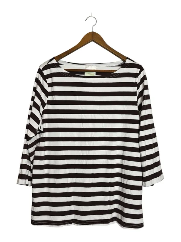 Lolly Wolly Doodle NWT Brown & White Striped Boat Neck Top - Image 2