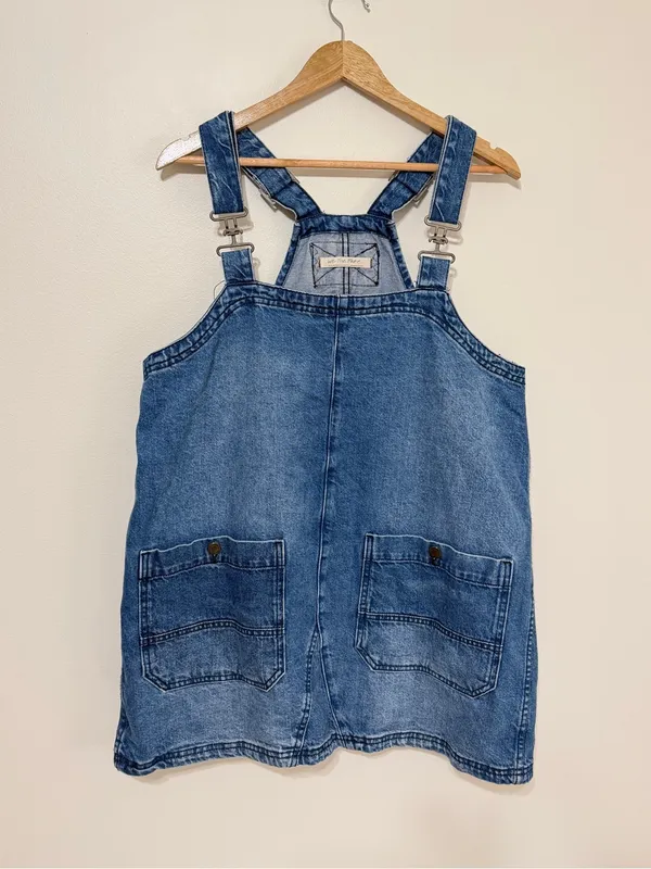 Free People We The Free Overall Smock Mini Dress Size Medium Denim - Image 2