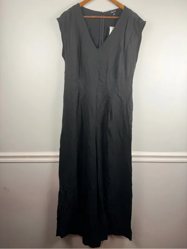 New Madewell Seamed Wide-Leg Jumpsuit in black size 14 - Image 3