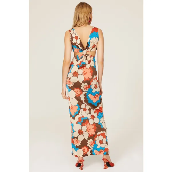 RONNY KOBO Women's Floral Printed Retro Mid Cutouts Scoop Back Dress Size Small - Image 2
