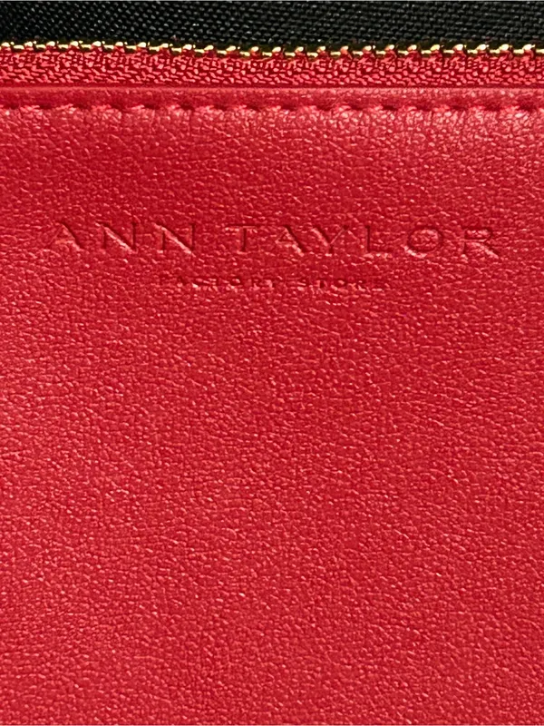Ann Taylor Red Leather Zip Travel Cosmetic Money Pouch NWT - Image 5