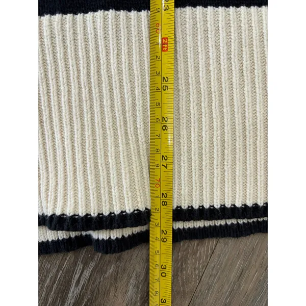 Blu Pepper Striped Sweater Quarter Zip Black Cream Size Small Chunky Knit - Image 5
