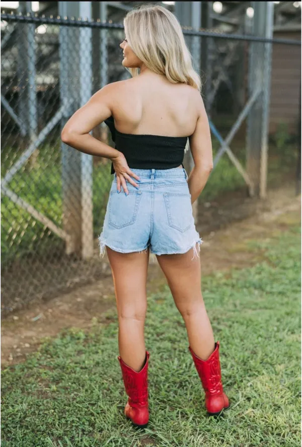 Black strapless ruffle top these three boutique  - Image 4