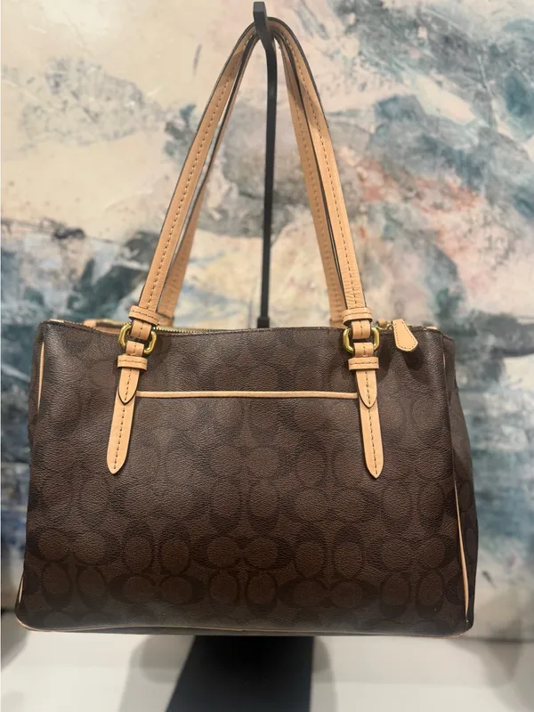 Coach Signature Payton Jordon Double Zip Signature Carryall Shoulder Tote Bag - Image 10