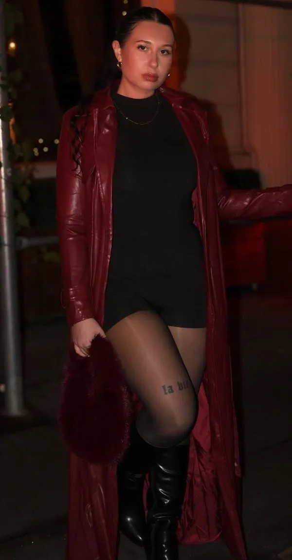 Shein maxi burgundy leather coat - Image 2
