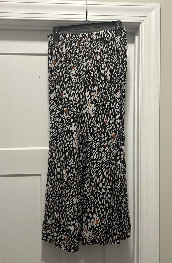 Leopard Print Flat Front Wide Leg Pants Size 12 Modest Teacher Fun Animal Print - Image 6