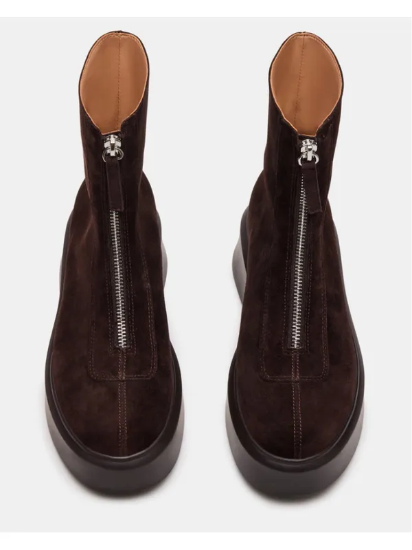 Steve Madden Women's Jones Ankle Boots Brown Suede, Lug Zip Moto Size 6.5 - Image 5