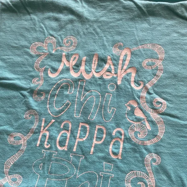 Comfort Colors Chickadees T-Shirt Light Blue Unisex Size Large Rush Chi Kappa - Image 9