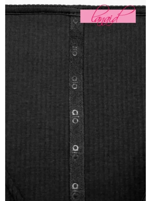 Alo Keep It Sleek Ribbed Onesie Black Zip-Up Long Sleeve Zipper Henley Romper S - Image 10