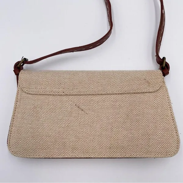 Vintage XOXO Y2K Mini Bag Purse Cotton Jute Fabric Flower Applique Retro 2000s - Image 6