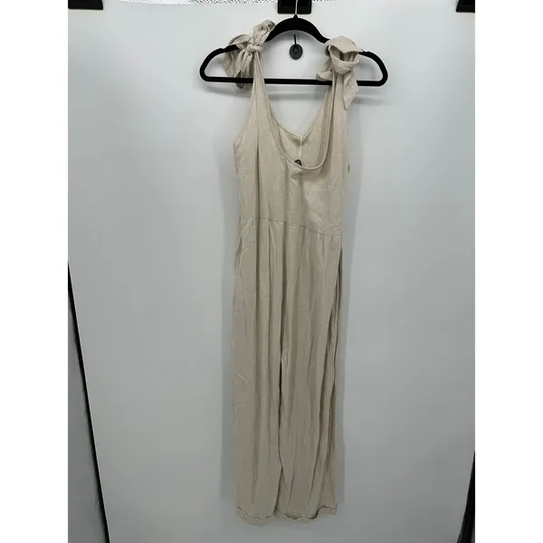 Zesica‎ Romper Jumpsuit Women Sz L Cream Linen Blend Pockets Lagenlook Boho NWT - Image 2