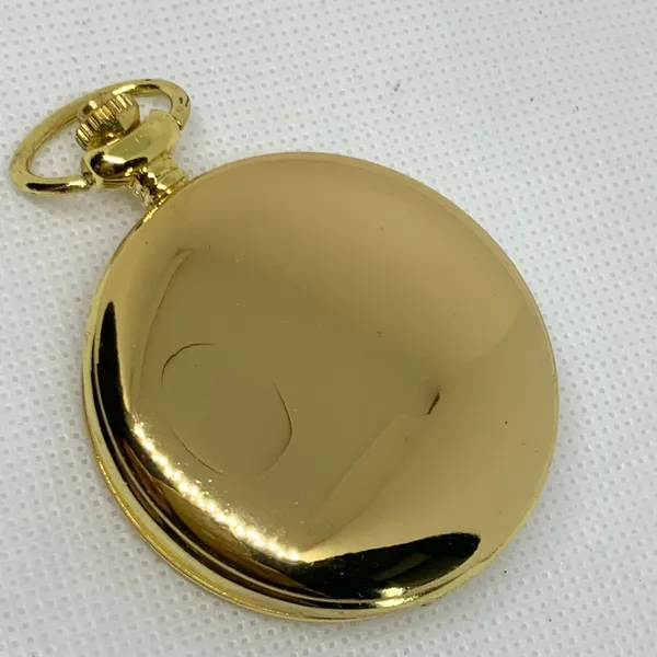 JOY & IMAN Pocket Watch Quartz analog Gold Tone black dial size 46mm running - Image 3