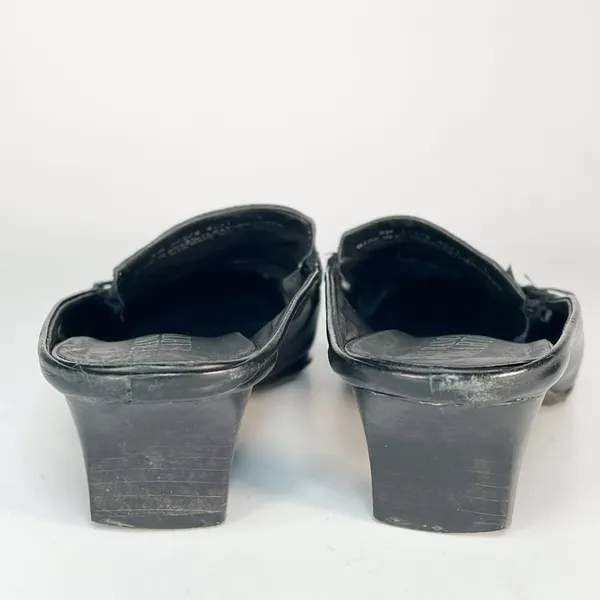 Franco Sarto Black Leather Kitten Heels Mules Shoes Women 7 - Image 5