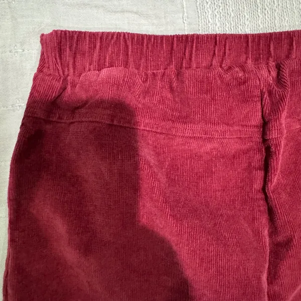 Self-E Womens Burgundy Corduroy 26x28 Flare Wide‎ Leg Pants Elastic Waist Size M - Image 6