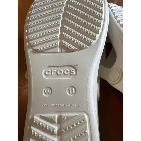 Crocs‎ Sanrah Metal Block Thong Sandals White Silver Wedge Flip Flops Womens 11 - Image 5